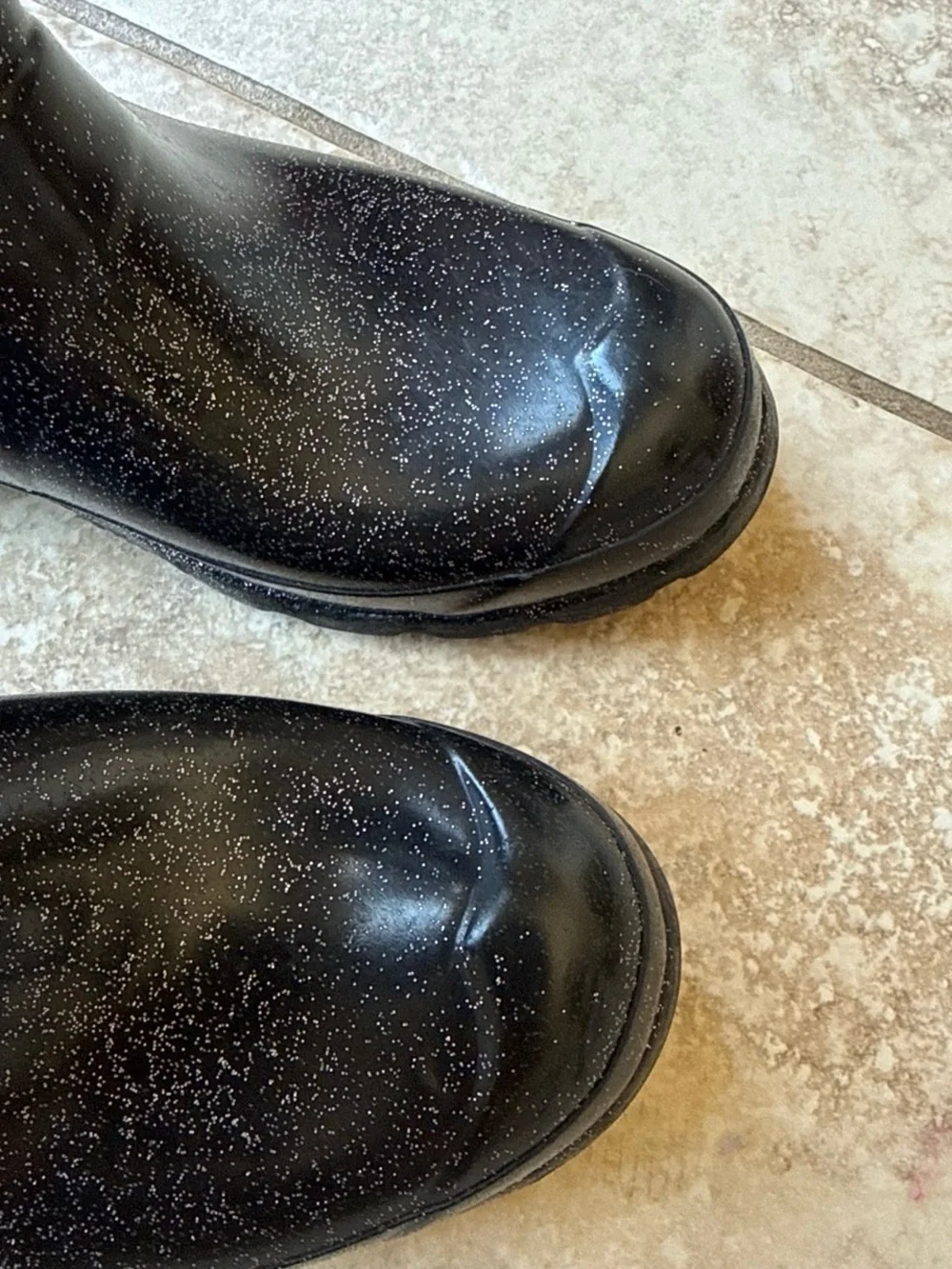 Hunter Black Sparkle Tall Rain Boots
